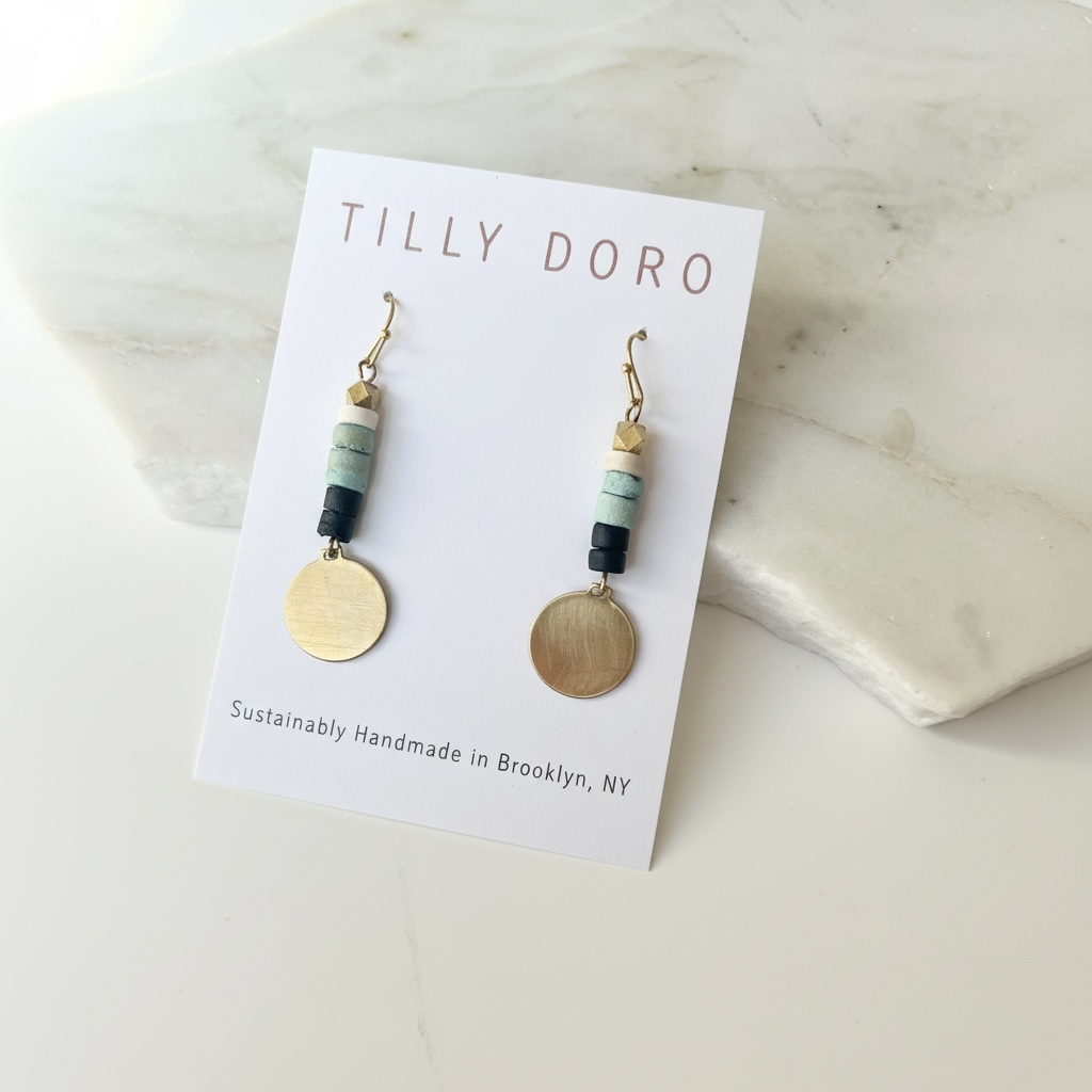 Mint Disk Earrings