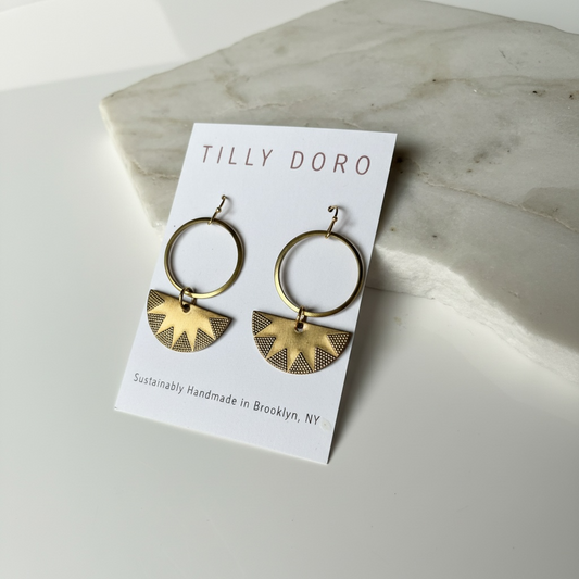 Etched Crescent Hoop Earrings