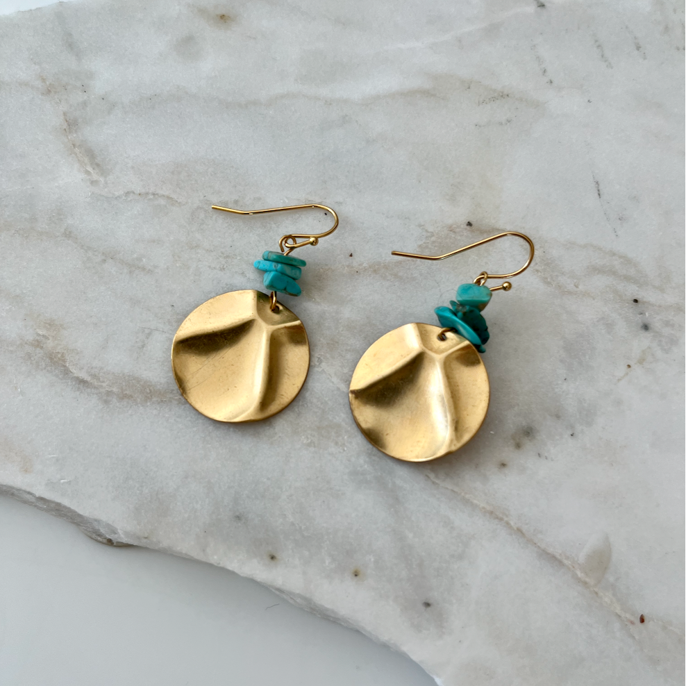 Turquoise disk earrings