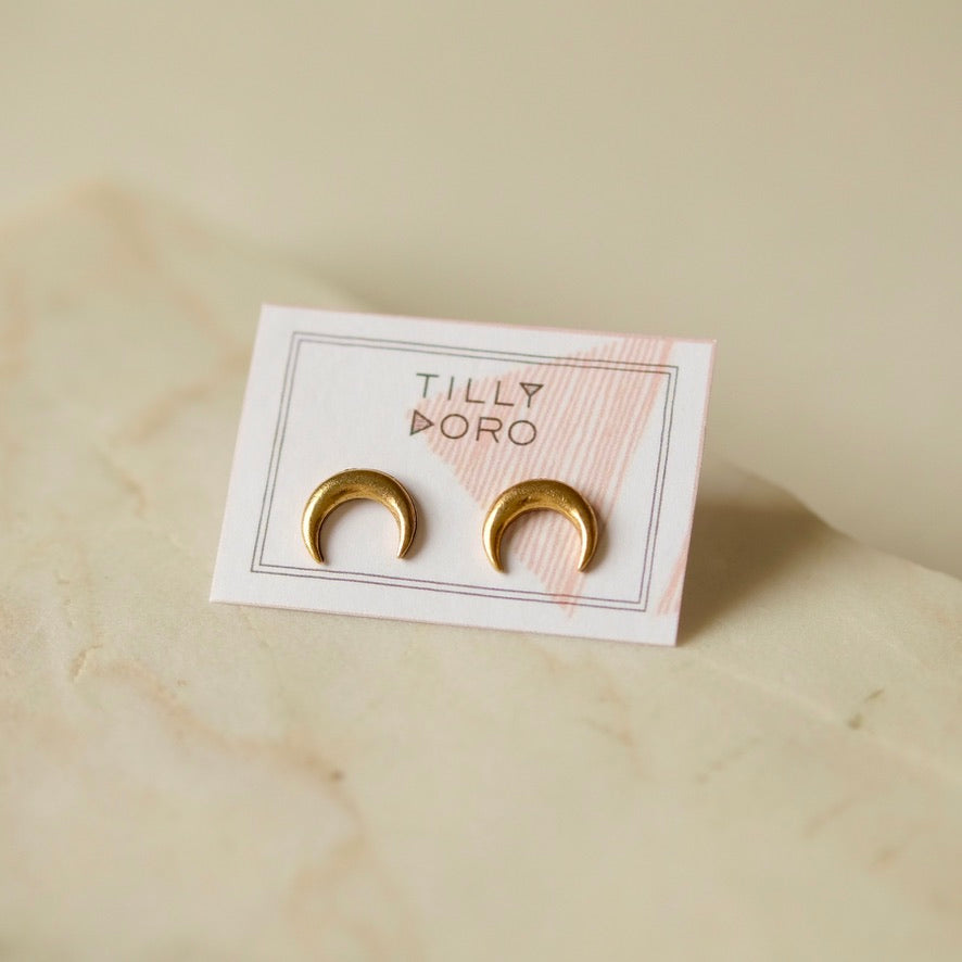 large crescent stud earring