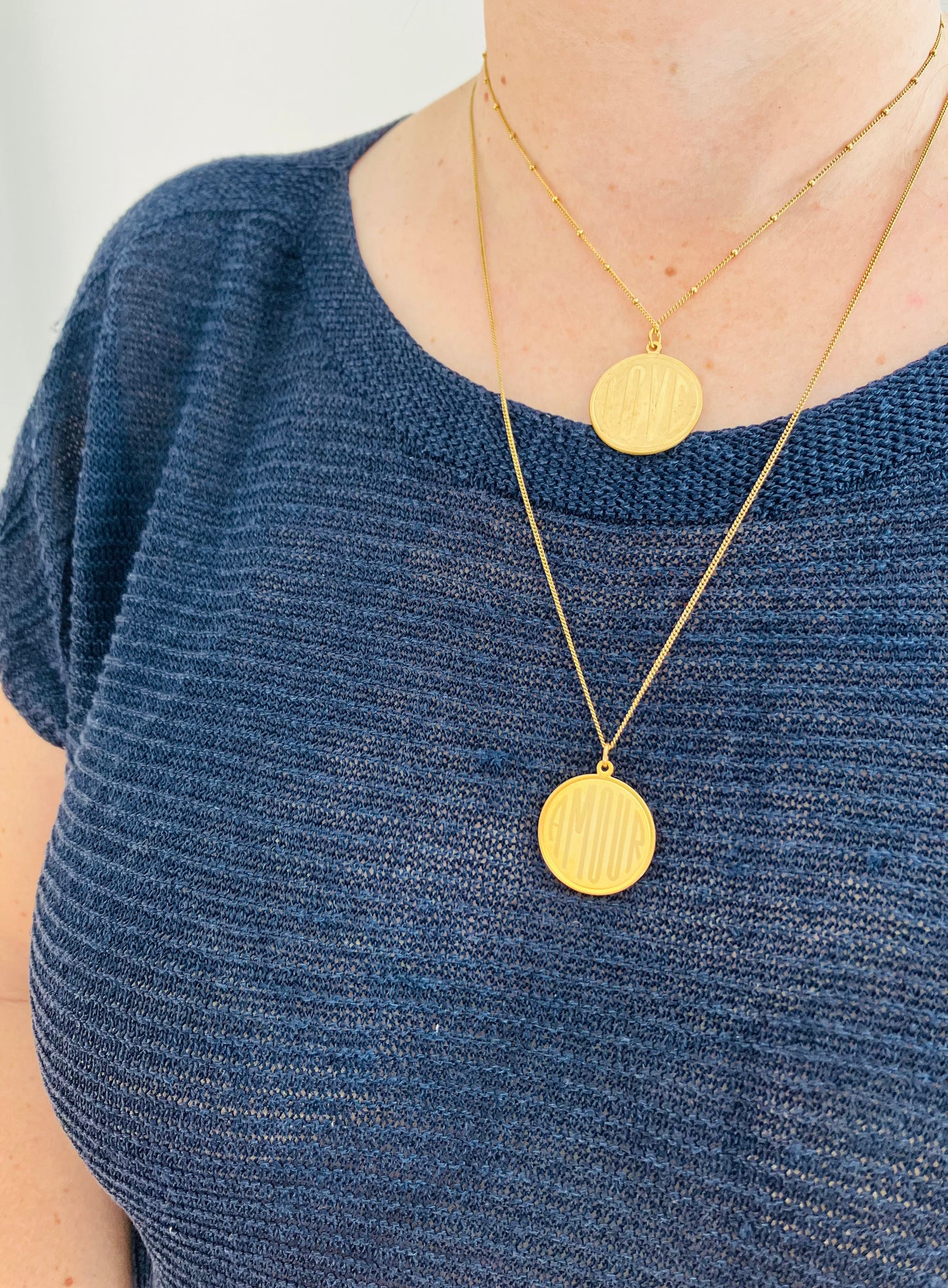 Love, Amour Charm Necklaces