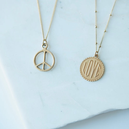 Peace, Love Charm Necklace