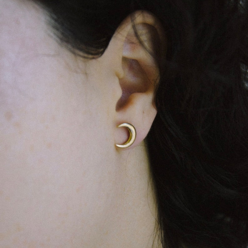 large crescent stud earring
