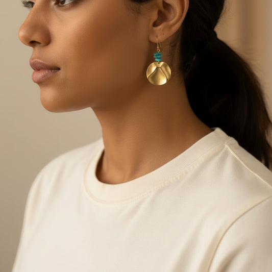 Turquoise disk earrings