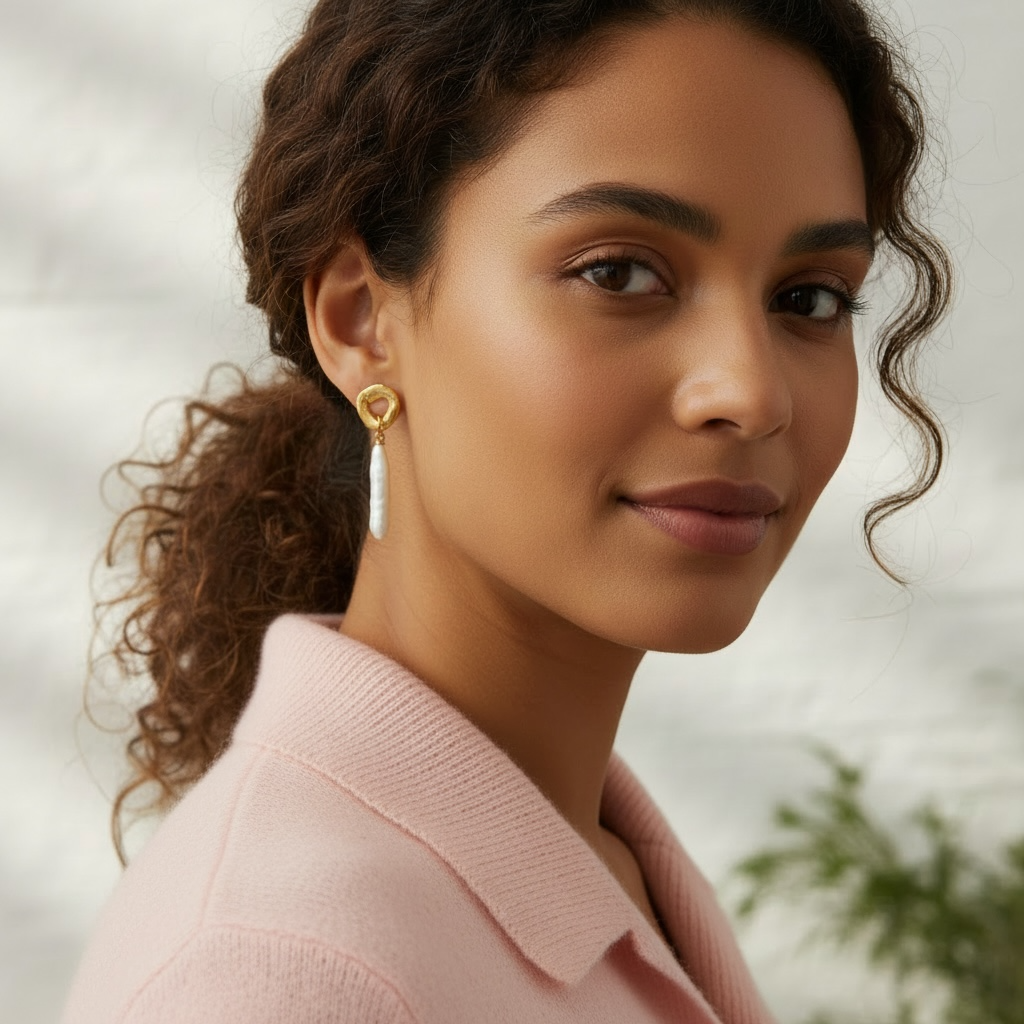 cycles with pearl drop earrings