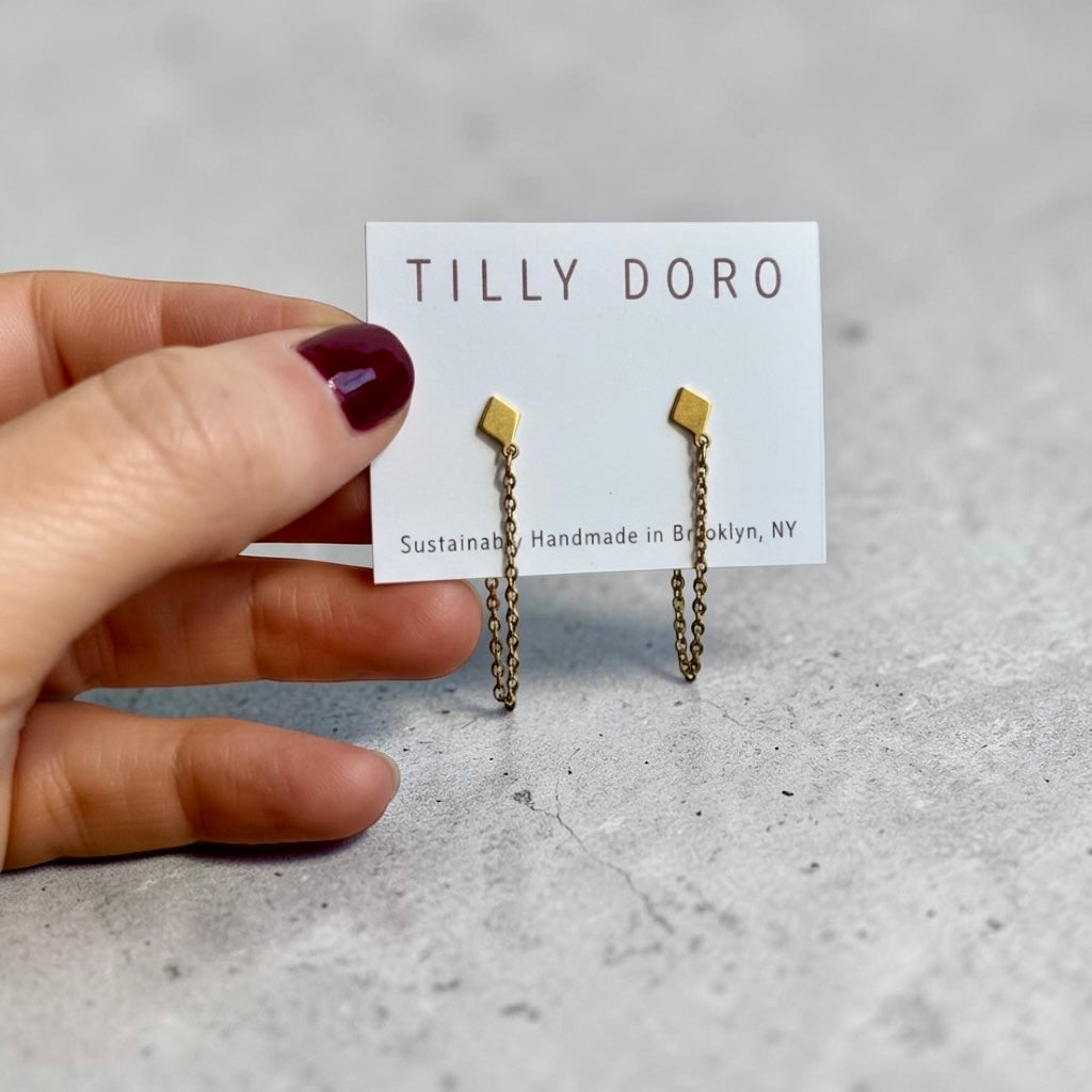 Small Diamond & Chain Studs