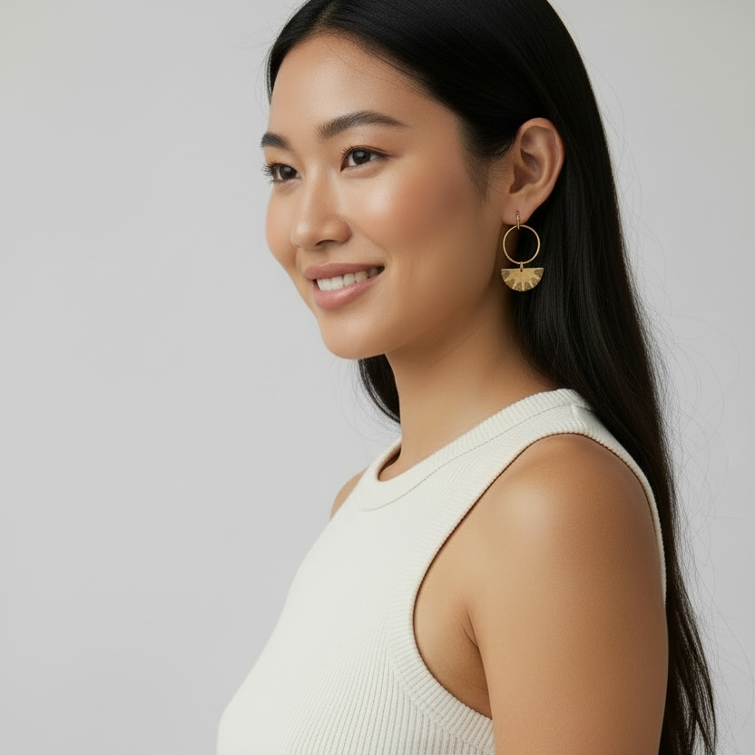 Etched Crescent Hoop Earrings