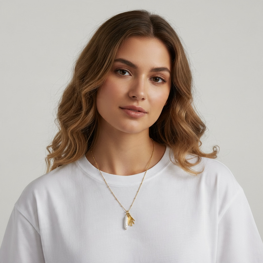 Hand + Pearl Charm Necklace