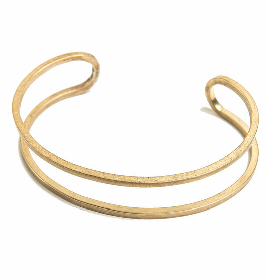 gold cuff bracelet, double cuff bracelet, sustainable jewelry