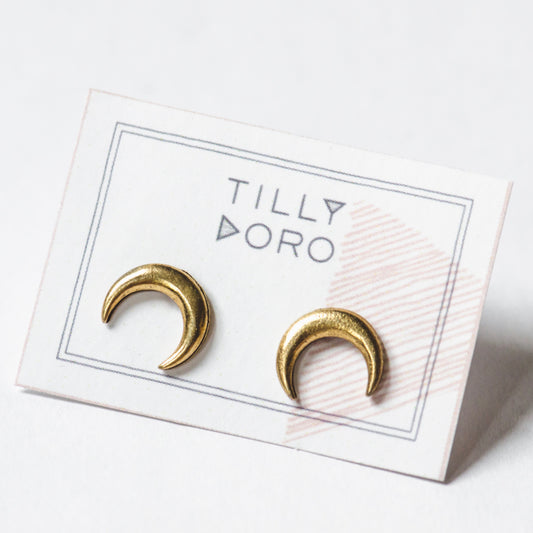large crescent stud earring
