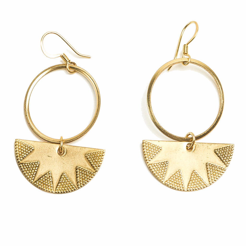 Etched Crescent Hoop Earrings