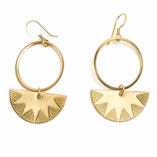 Etched Crescent Hoop Earrings